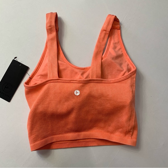 NWT 90 Degree by Reflex Ribbed Sports Bra 2-Pack – Orange & Cream Women’s Small - Picture 5 of 11